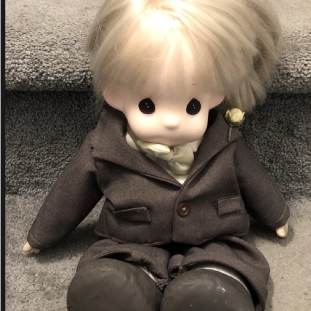 Precious Moments Doll in Dark Gray Suit